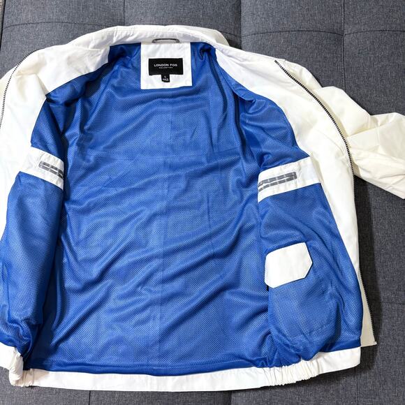 London Fog Jacket Men Large Cream Bomber Lightweight Classic - Picture 5 of 8
